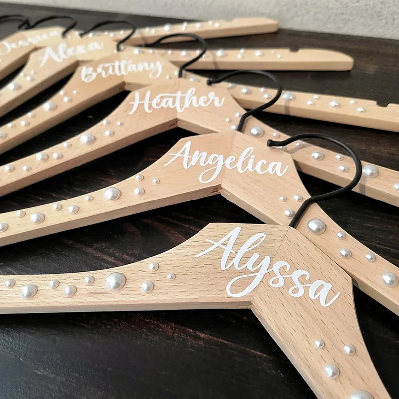 Personalized Name Wooden Dress Hanger Wedding engagement bachelorette hen party bridal shower decoration Bride Bridesmaid gift