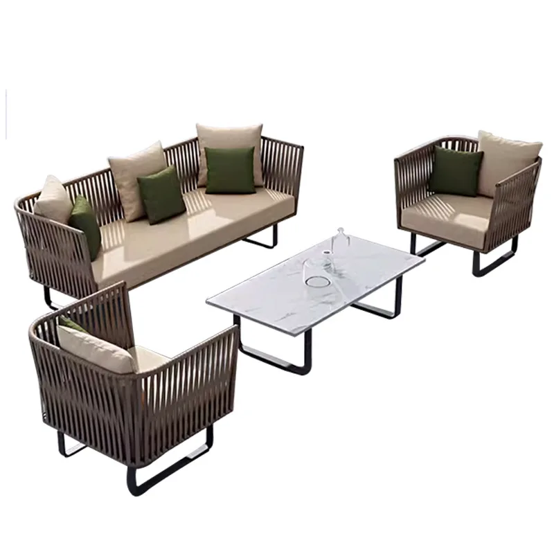 Nordic outdoor rattan sofa waterproof and sunscreen famous courtyard