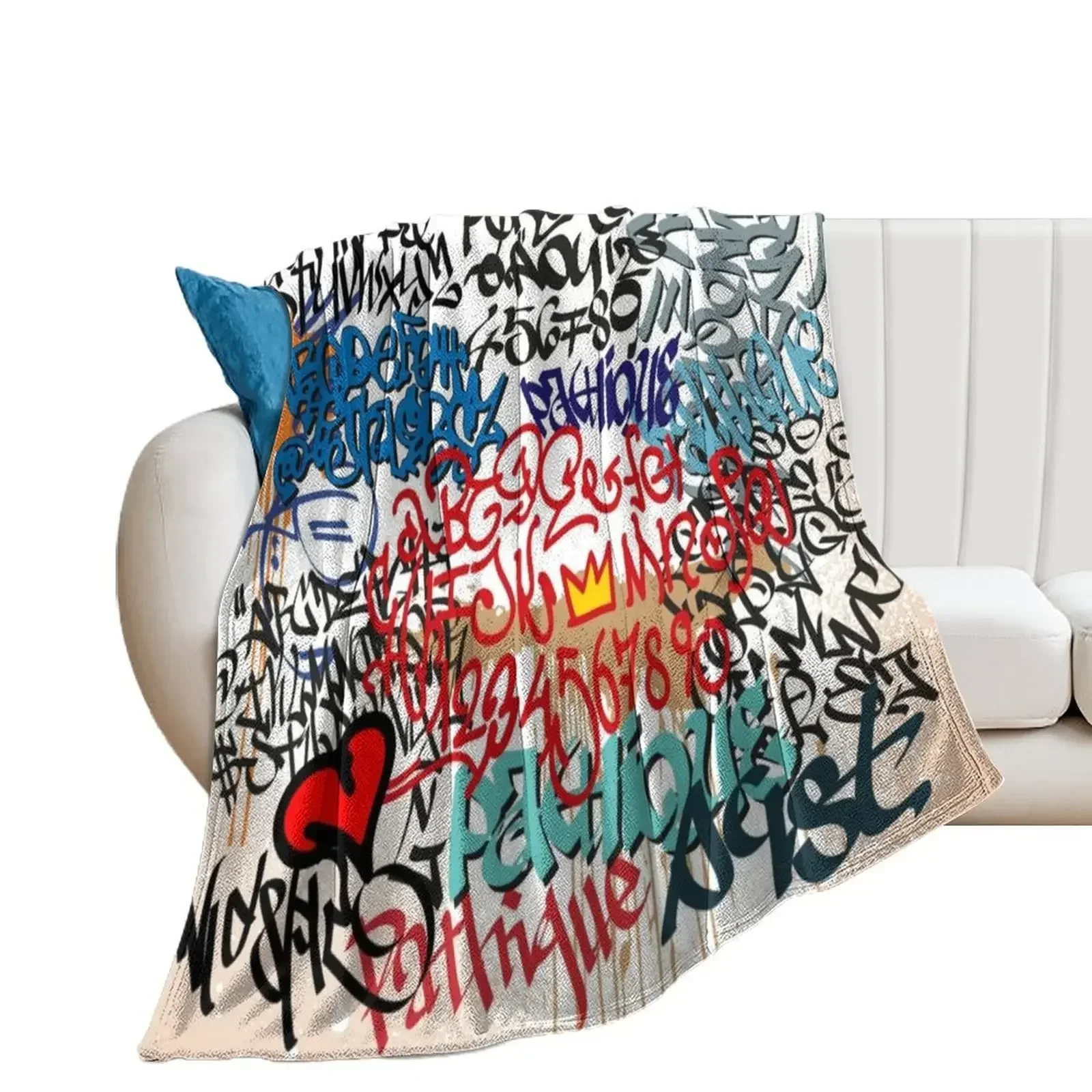 

Graffiti Illustration - block street art Throw Blanket Extra Large Throw Sofa Throw Softest Blankets