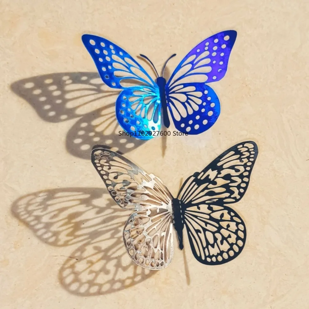 12Pcs 3D Hollow Butterfly Sticker DIY Blue Black Wall Sticker Bedroom LivingRoom Wall Art Decor Home Decoration Wedding Ornament