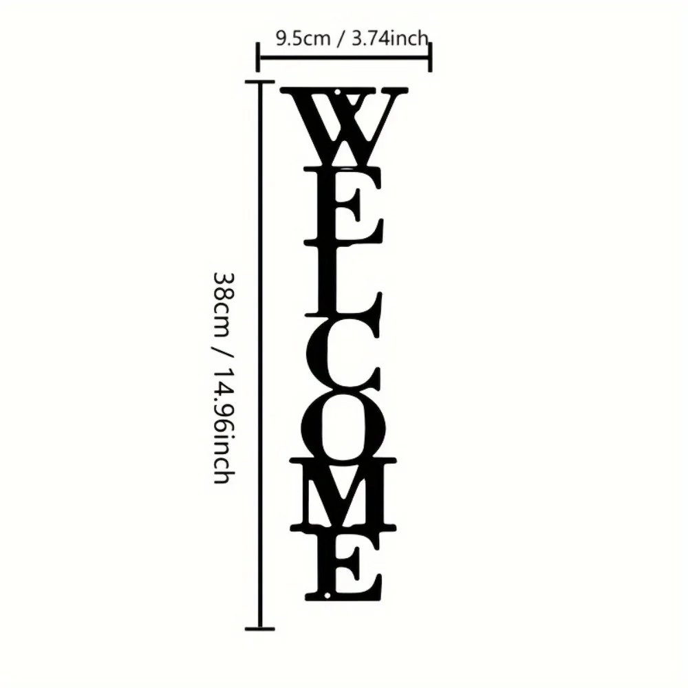 قطعة واحدة من لافتة ترحيب فنية جدارية معدنية - ديكور الباب الأمامي العمودي أو المدخل - تعليق جدار الطباعة لغرفة المعيشة #2
