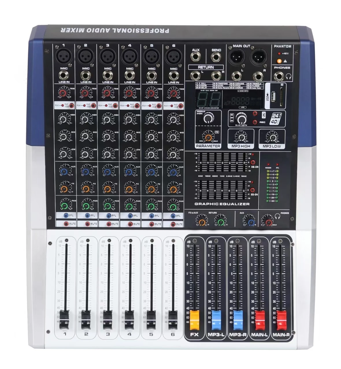 

XTUGA PHY-6/10/12/16 Channel 99 DSP 350W*2 Professional Powered DJ Controller Audio Mixing Console Power Sound Mixer With BT