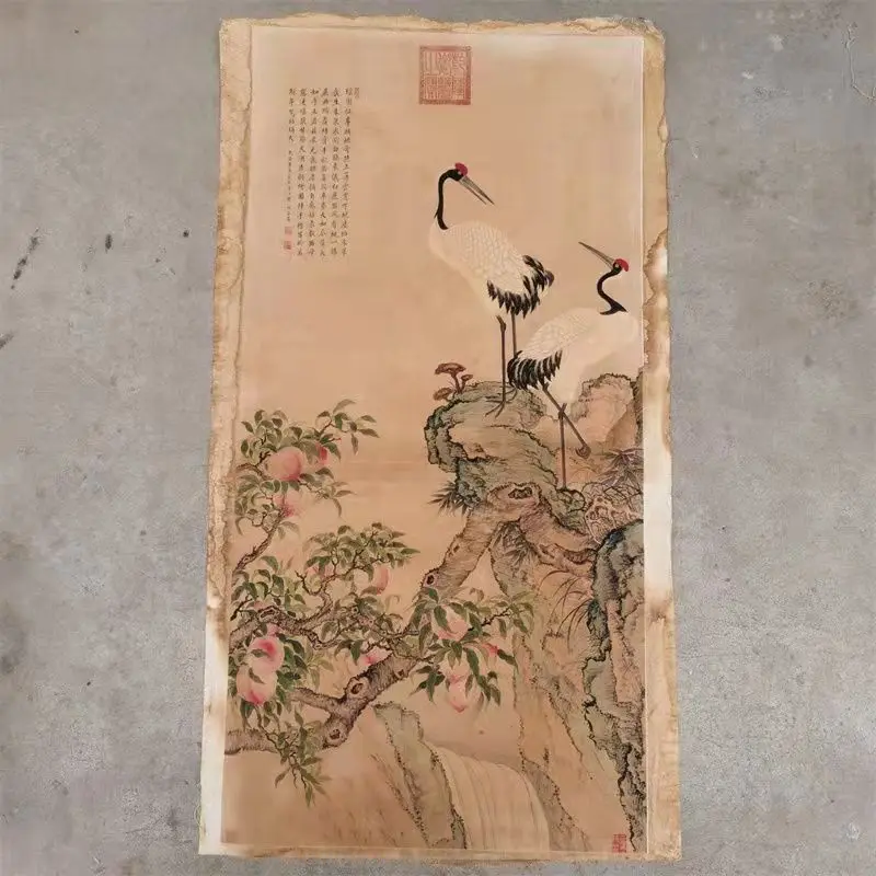 

Crane living room decoration hanging painting central scroll painting rotten film painting Chinese painting