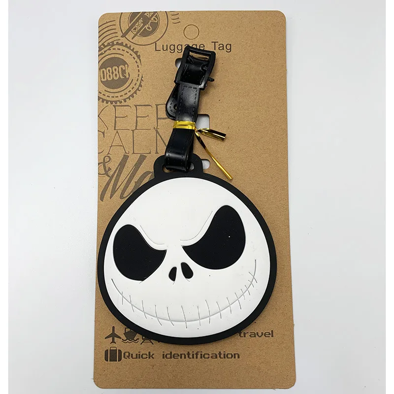 Disney Nightmare Before Christmas Luggage Tags Jack Animation Figures Suitcase Tag Travel Accessories PVC Baggage Holder Label