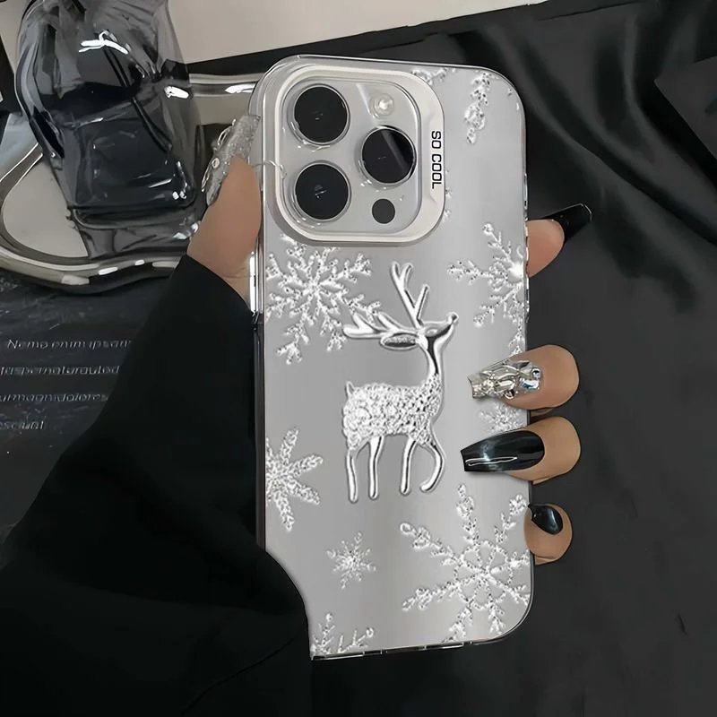 Christmas Tree Snow Deer Phone Case For iPhone 16 15 14 13 12 11 mini Pro Max X XR XSMAX 8 7 Plus Anti Fall Matte Back Cover