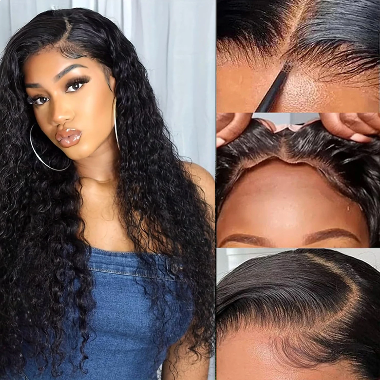 

30 40 дюймов Глубокая волна 13x6 HD Парик из натуральных волос на кружеве для женщин Плотность 220 Бразильские вьющиеся 13x4 7x6 Бесклеевые кружевные фронтальные парики