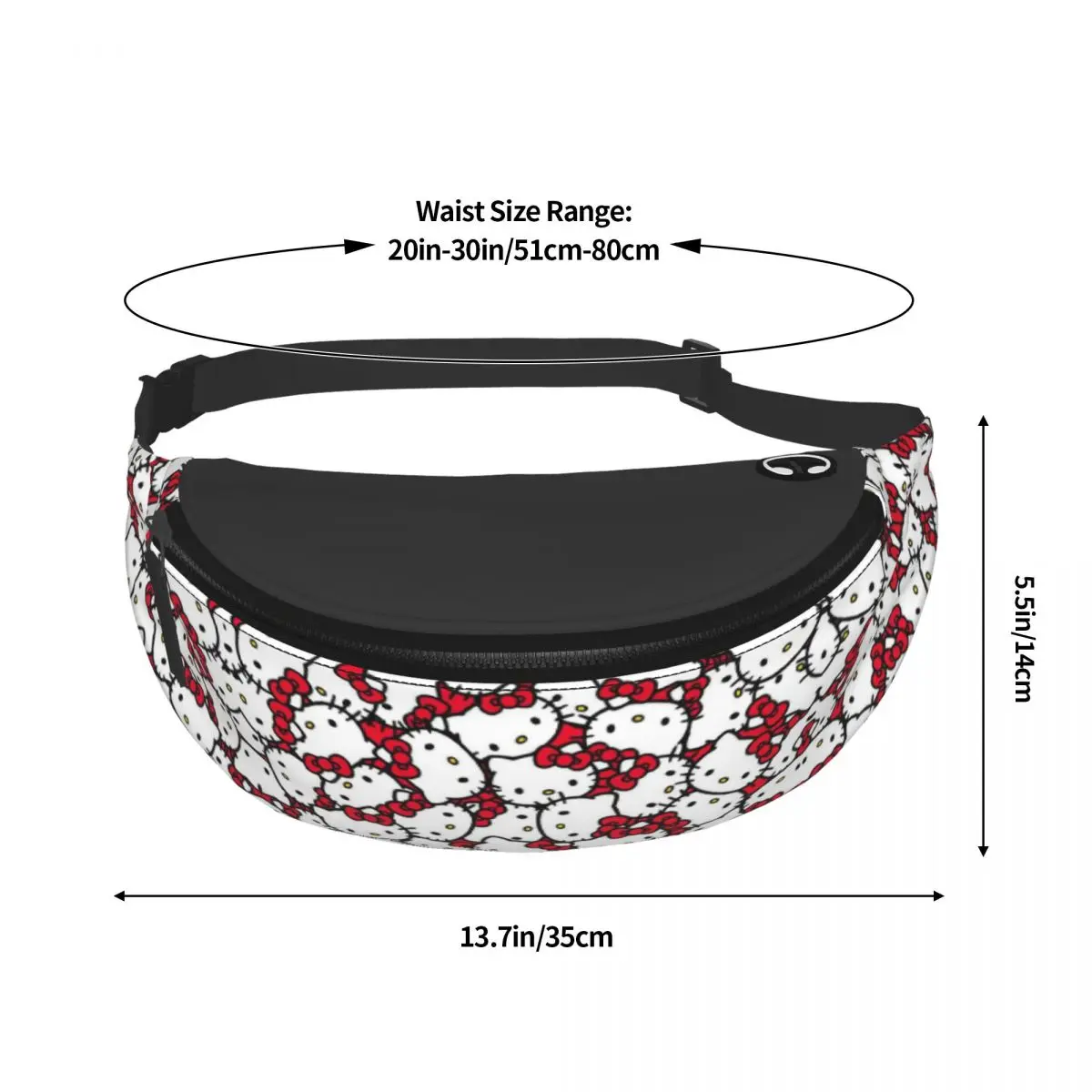 Marsupio personalizzato casual con motivo Hello Kitty per uomo e donna, marsupio a tracolla con cartoni animati per custodia per soldi per telefono da viaggio in bicicletta