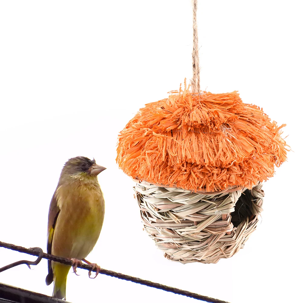 

Handwoven Straw Bird Nest House for Small Pets Ideal Safe Natural Environment Parakeets Budgerigar Fits Perfectly