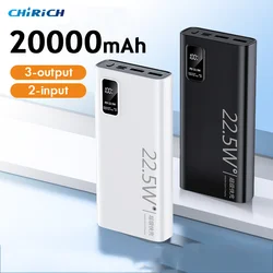 20000mAh Large Capacity Power Bank USB C 22.5W Fast Charging Portable External Spare Battery Powerbank For iPhone Samsung Xiaomi