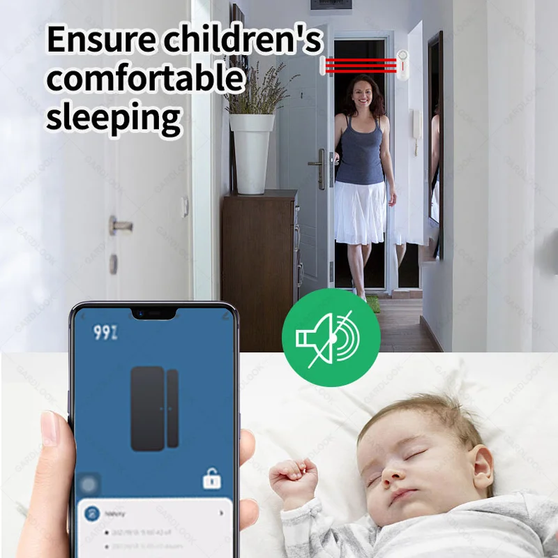 Tuya Wifi Deur Sensor Smart Home Alarm Geluid Alarm Of Mute Modus Timing Alert Instelling Remote Real-Time Controle smart Leven App