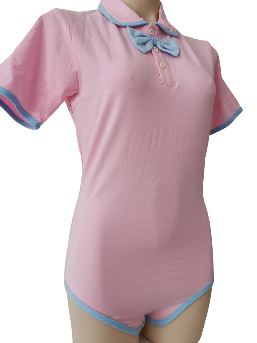 Adult pink bodysuit with bow /adult onesie/adult baby romper/abdl clothes