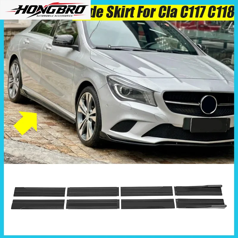 Mercedes Benz Accessories for Cla Class C117 C118 2015+ Car Side Skirt Extensions Rocker Panel Lip 8Pcs 86.6inch/2.2M Gloss