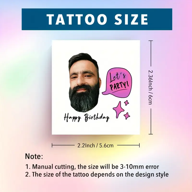 15 PCS custom temporary birthday party tattoo sticker fun design birthday gift Valentine's Day anniversary wedding couples men