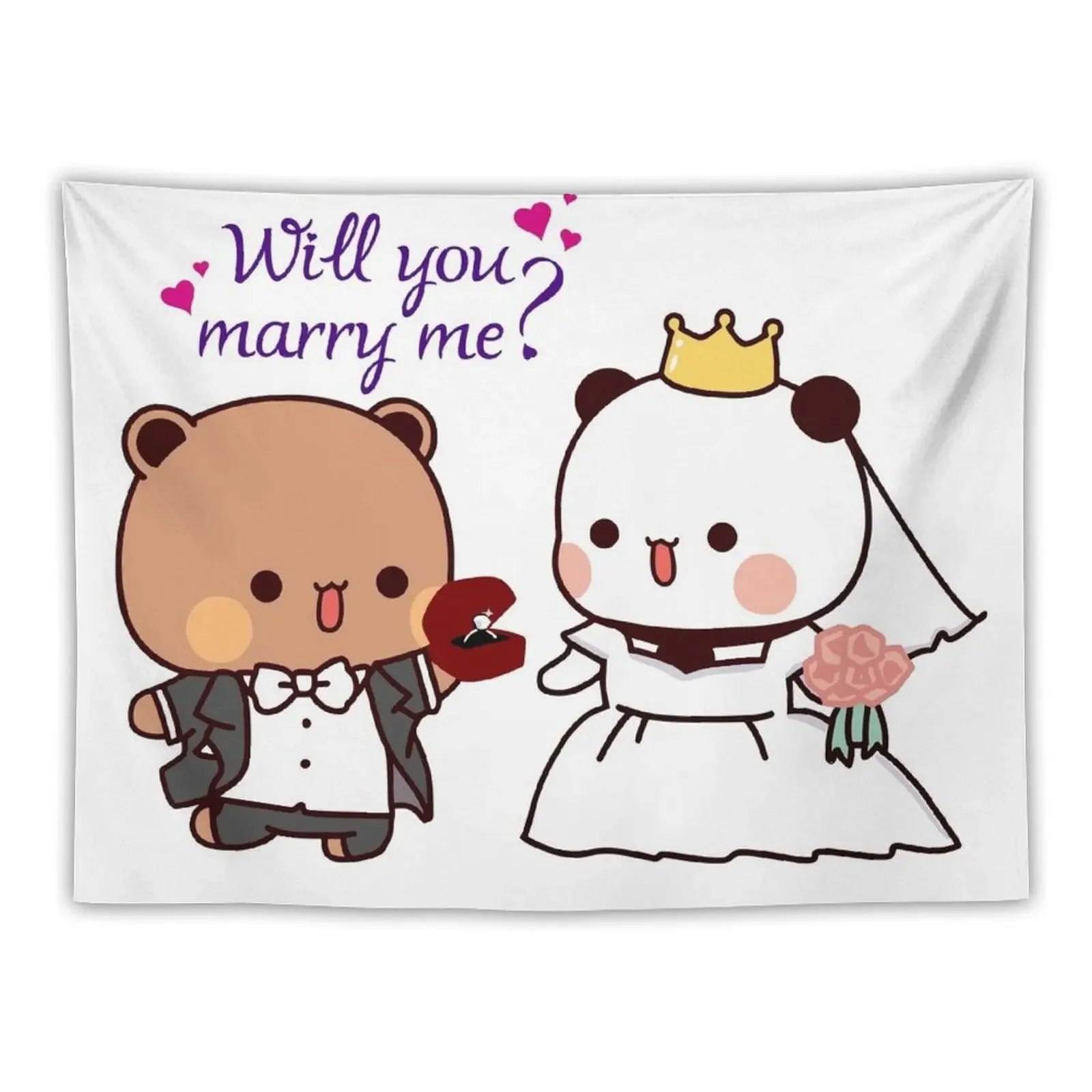 Bubu & Dudu's Big Question: Adorable Bear Proposal with Royal Charm Tapestry Wall Decorations Home Decorators Tapestry