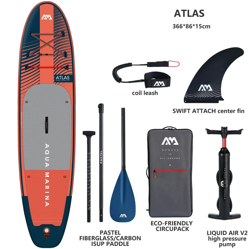 2023 new AQUA MARINA 366*86*15cm inflatable surfboard stand up paddle ATLAS board surfing water sport sup board dinghy raft