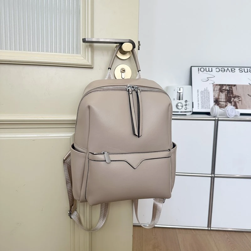 Mochila sencilla de PU de gran capacidad para mujer, bolso versátil de alta calidad, moda de lujo, informal, elegante, gran oferta, 2024