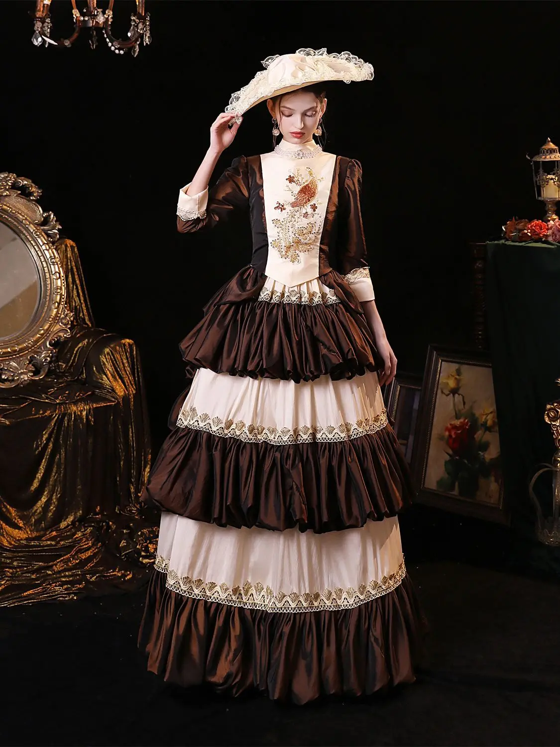 Elegante Middeleeuwse Gelaagde Vrouwen Avondjurken Appliques Gothic Renaissance Marie Prom Party Verjaardagstheaterjurken Abenkleider