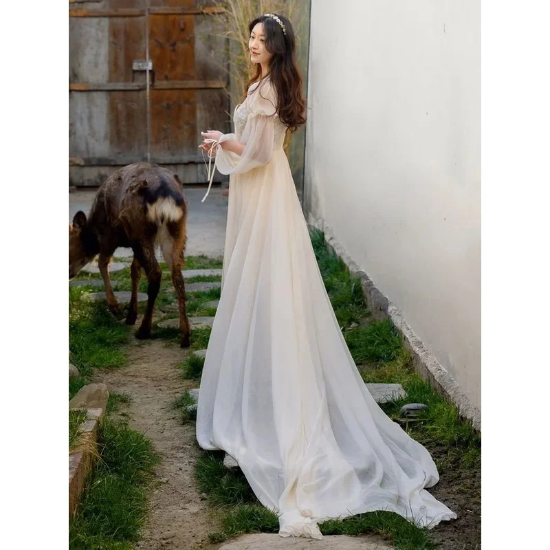 

DY20Nighty for Ladies Sexy Nightwear Women French Palace Style Mesh Home Sleep Dress Solid Sexy Nightgown Woman Pajamas Nightdre