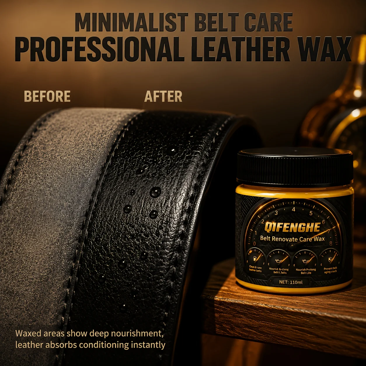 Leather Belt Polish And Care Wax Cream - Fade Repair Nourish Protect for Belts Wallets Additional Leather Items