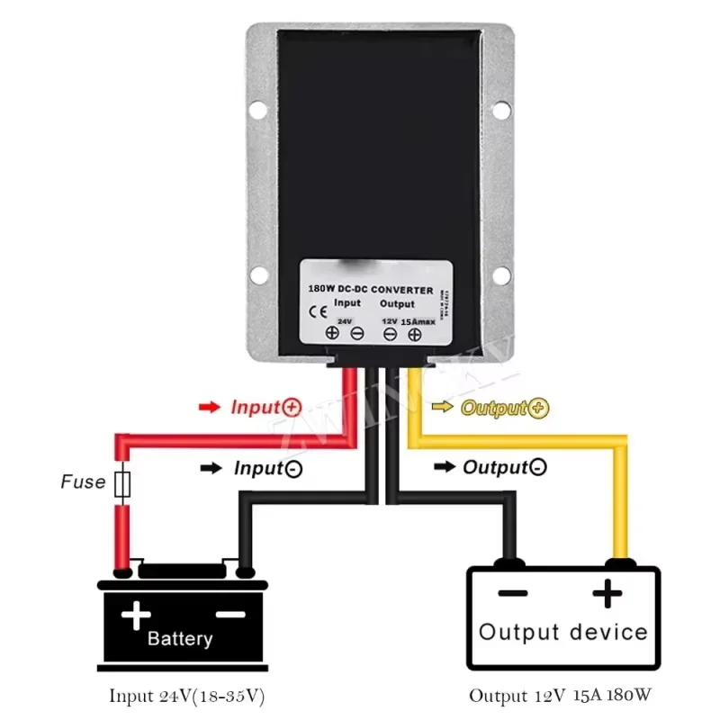 Step Down DC 18V to 12V 15A 180W Voltage Regulator Converter Power Wheel Adapter Buck Boost For Dewaltt 18V 20V Li-ion Battery