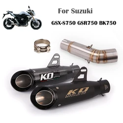For Suzuki GSX-S750 GSR750 BK750 51mm Middle Connect Link Pipe Motorcycle Exhaust System Muffler Escape Tip Stainless Steel
