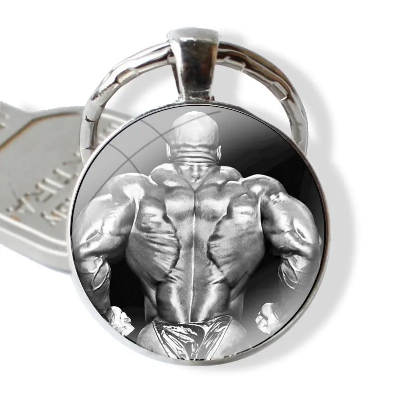 Bodybuilding Gym Fitness muscles Keychain Handmade Glass Cabochon Key Ring Holder Pendant Key Chains