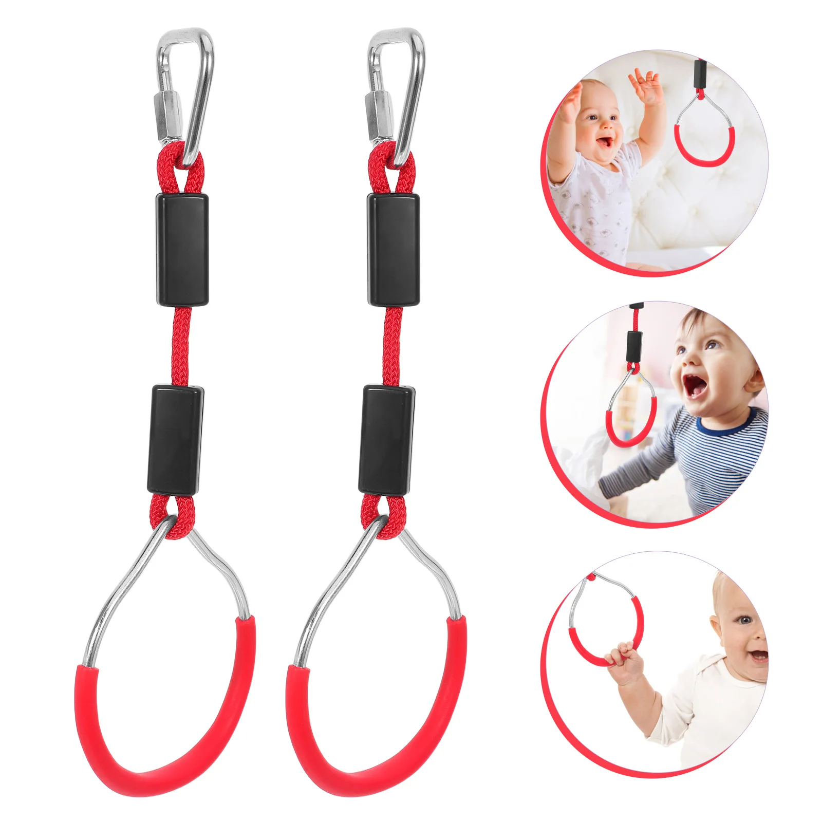 

2Pcs Strong Colorful Gymnastic Rings Fitness Swing Set 120Kg Max Load No Climbing Ring for Garden Park Playground