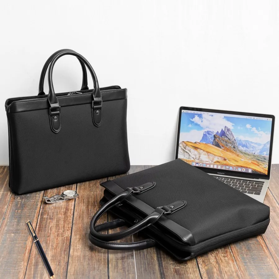 

【New style】Men's briefcase business handbag Guangzhou bag large capacity meeting bag waterproof Oxford cloth laptop bag