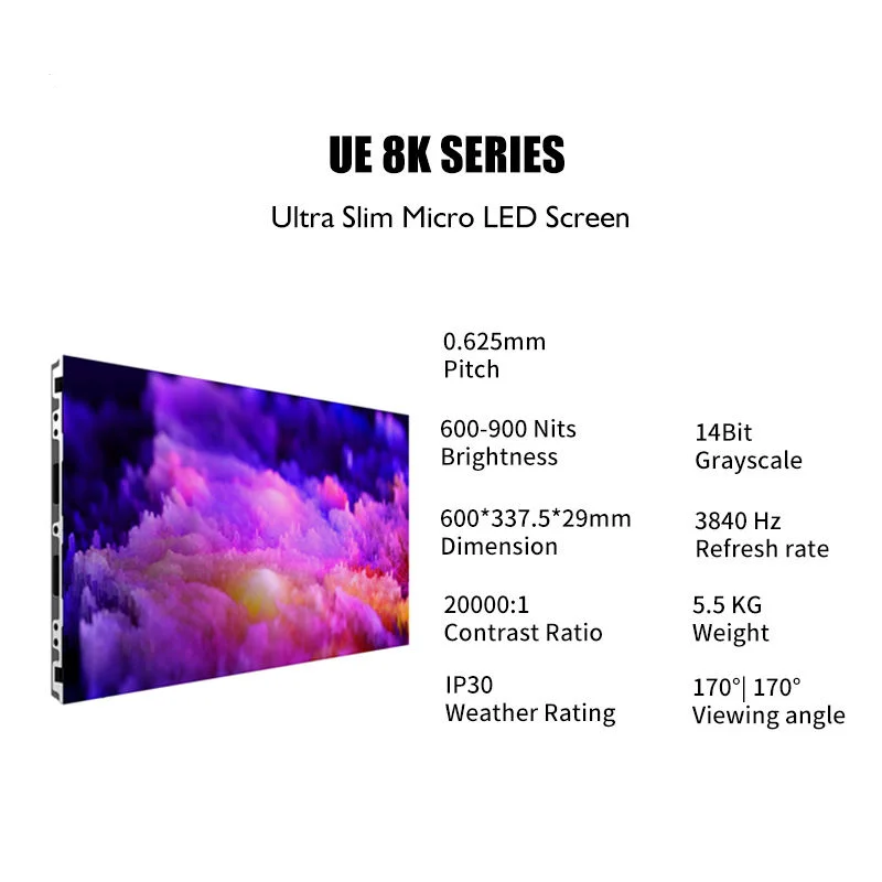 High Resolution 16:9 Indoor LED Display Wall 600X337.5mm P0.7 P0.9 P1.2 P1.5 Small Pixel Pitch Seamless and Small Size