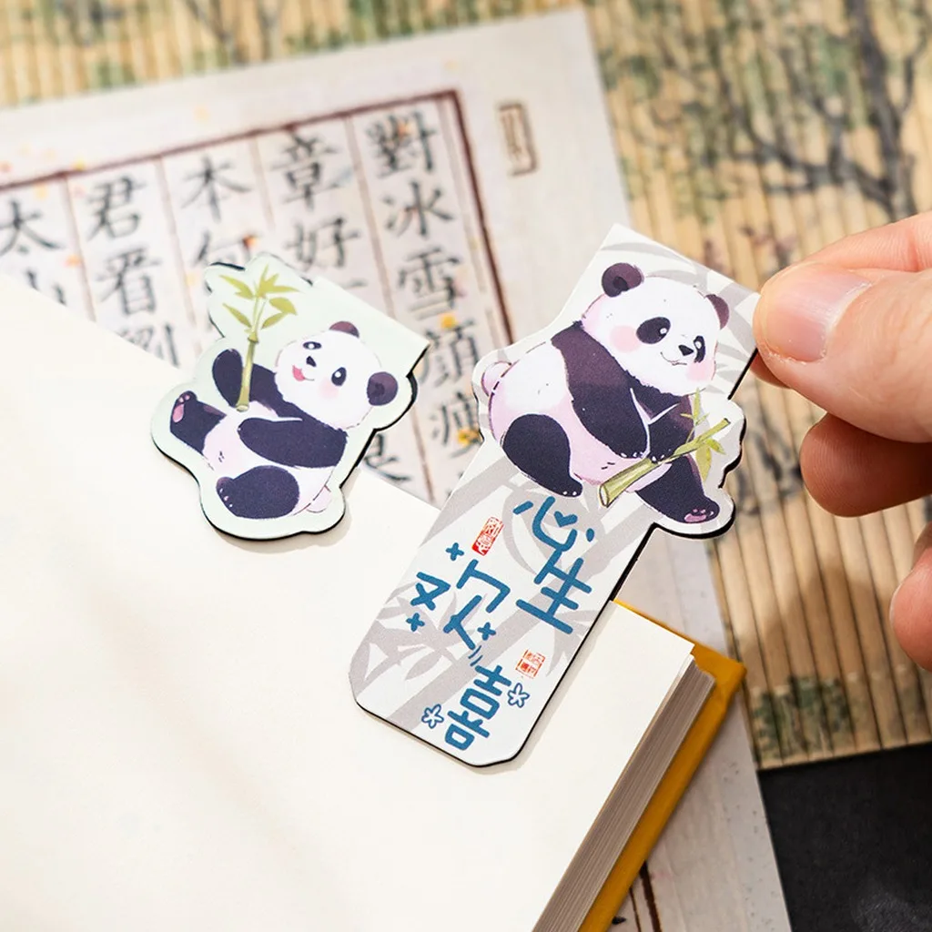 3pcs/Set Cute Panda Chinese Style Magnetic Bookmarks Mini Soft Magnetic Page Clips For Reading Lovers School Office Supplies