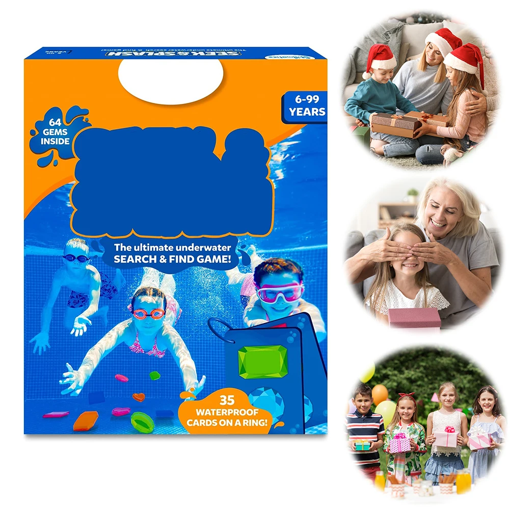 Skillmatics ของเล่นสระว่ายน้ำ 64 อัญมณีสีสันสดใสของเล่นดำน้ำเด็กเกมการเรียนรู้สระว่ายน้ำของเล่นดำน้ำฤดูร้อนสระว่ายน้ำใต้น้ำเกมดำน้ำ