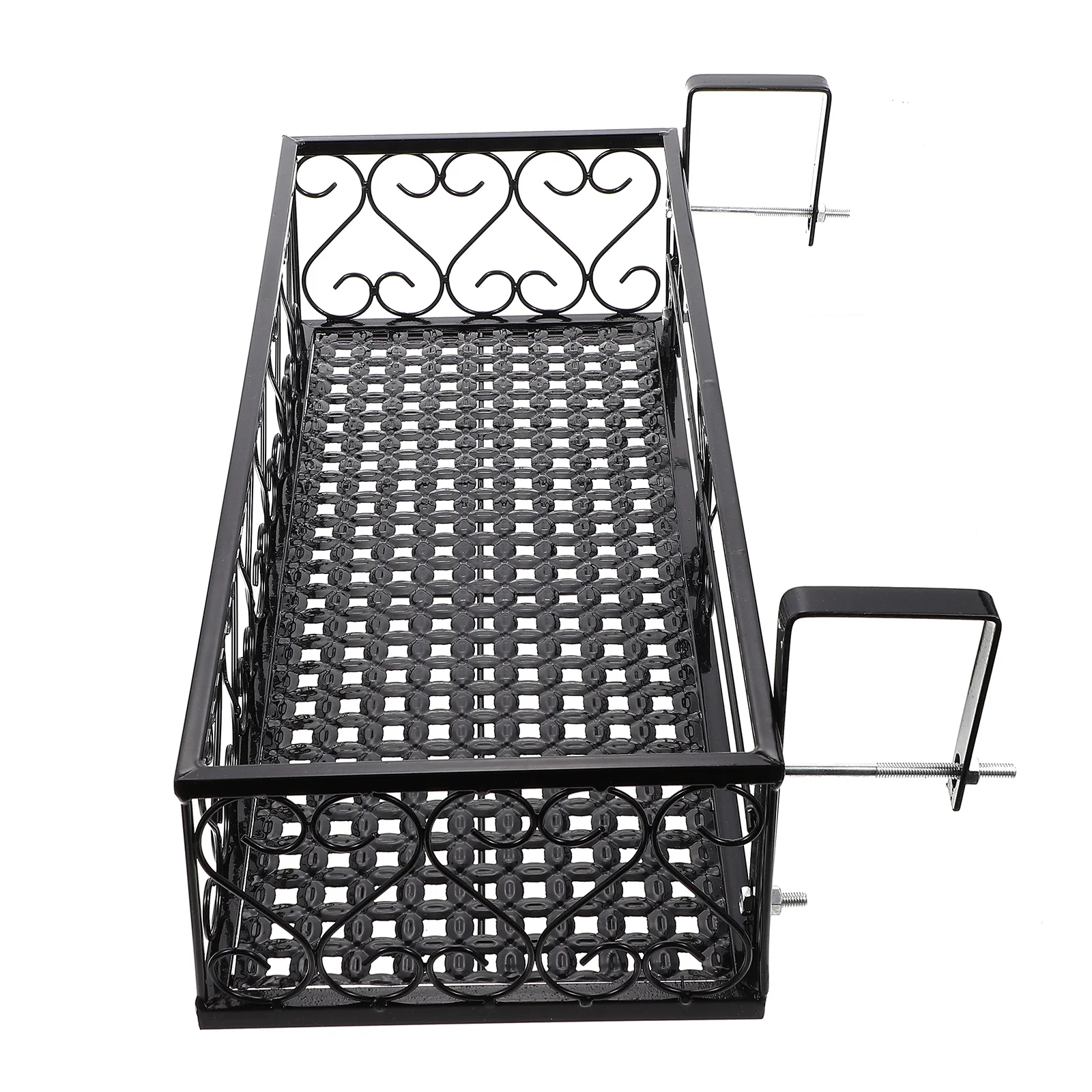 

1pc Hanging Flower Stand Iron Balcony Planter Fence Bracket Black Potted Plant Rack Large Capacity Sturdy Structure Easy Install
