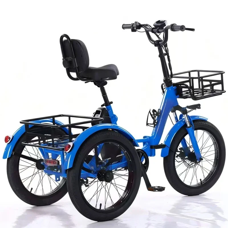 20-дюймовый 3-колесный электрический велосипед для взрослых, 350 Вт, 48 В, электрический велосипед для мужчин, складной электрический трехколесный велосипед для пожилых людей с корзиной