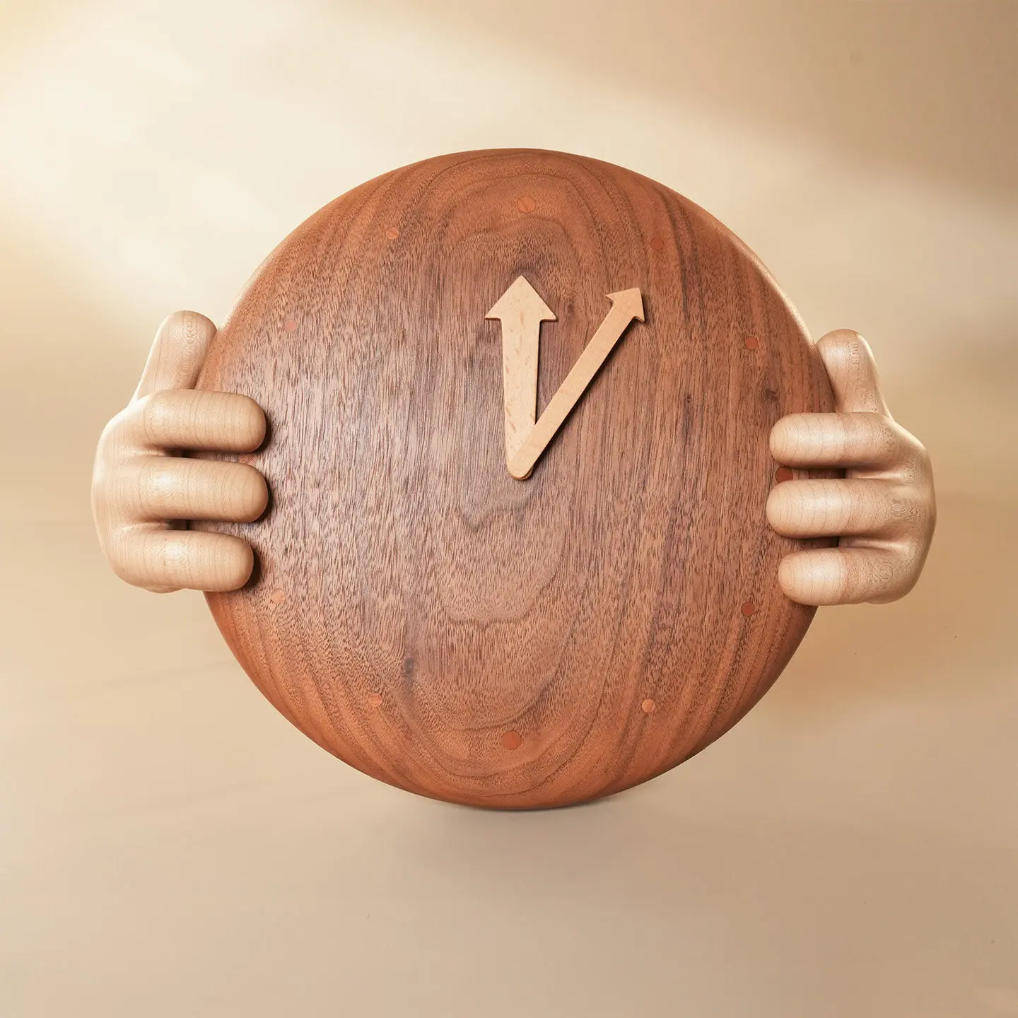 Grasp the time, personalized cartoon creative walnut wall clock clock living room home decoration hanging