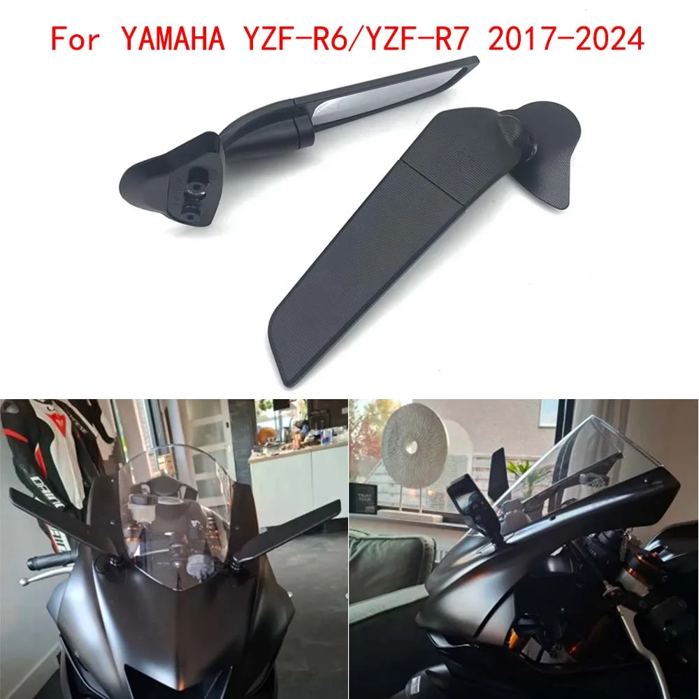 

Motorcycle Wind Wing Mirrors Adjustable Rotating Airfoil Rearview Mirror For YAMAHA YZF R6 YZF R7 YZF-R6 YZF-R7 2024 2023-2017