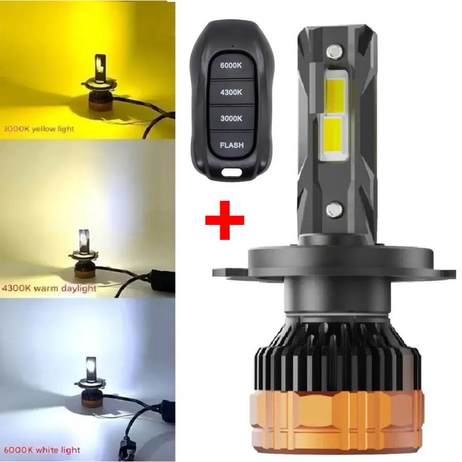 

1 шт. Трехцветные светодиодные лампы H11 H9 HB3 9005 HB4 9006 H1 H9 160W 6500K 4300K 3000K для автомобильных фар H4 LED H7