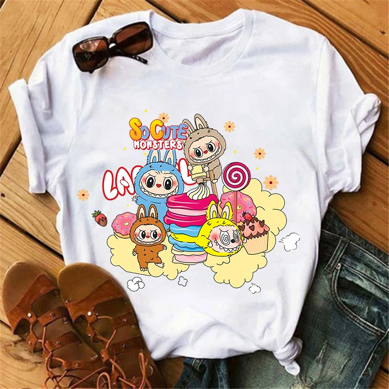 

Labubu Adult T-shirt Cotton Woman Clothes Short Sleeve Short Sleeve Fashion Cute Cartoon Toddler Round Neck Hip Hop Shirts Gifts