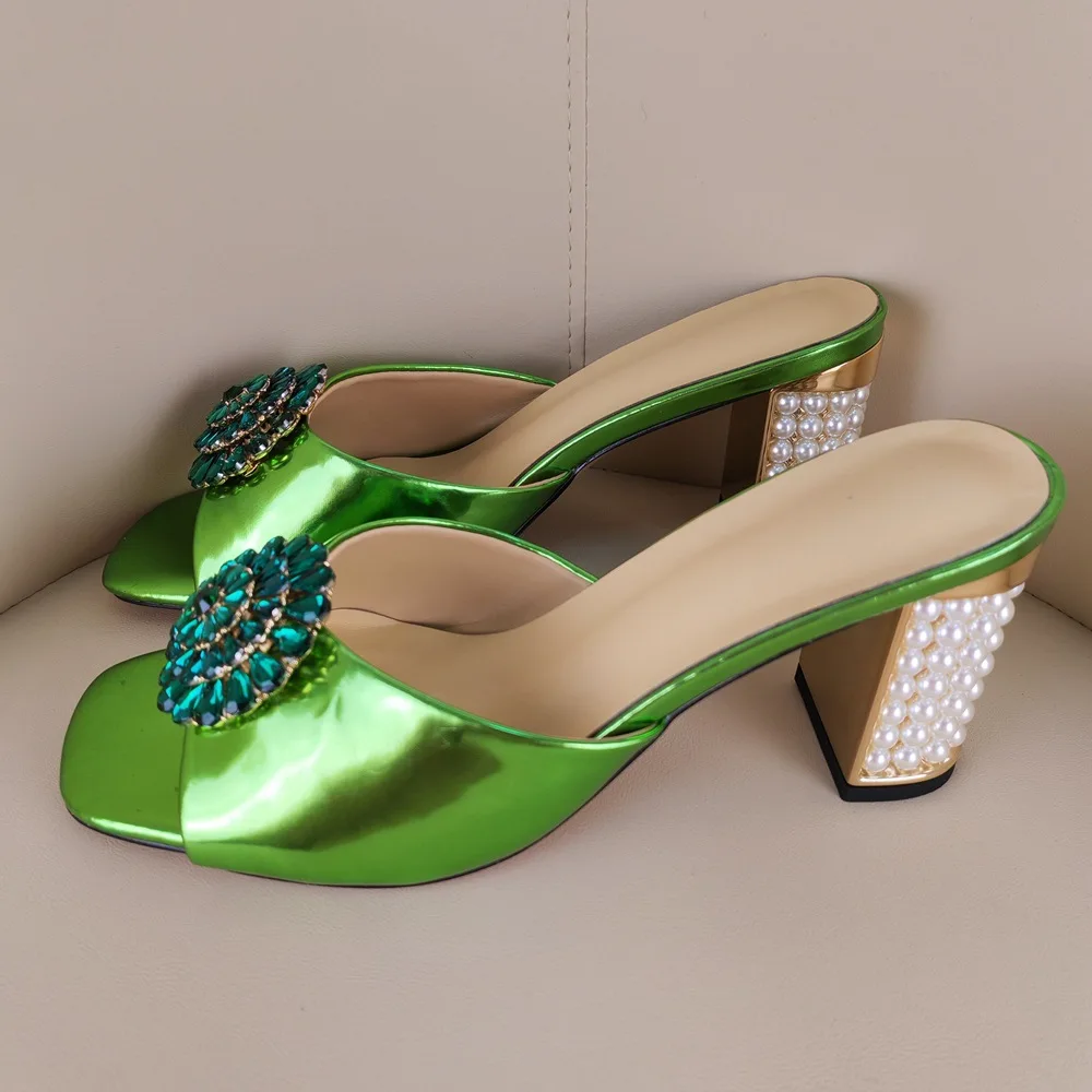 

Independent Station Ebay Personality Women Sandals Mules Fish Mouth Rhinestone Slippers Slippers