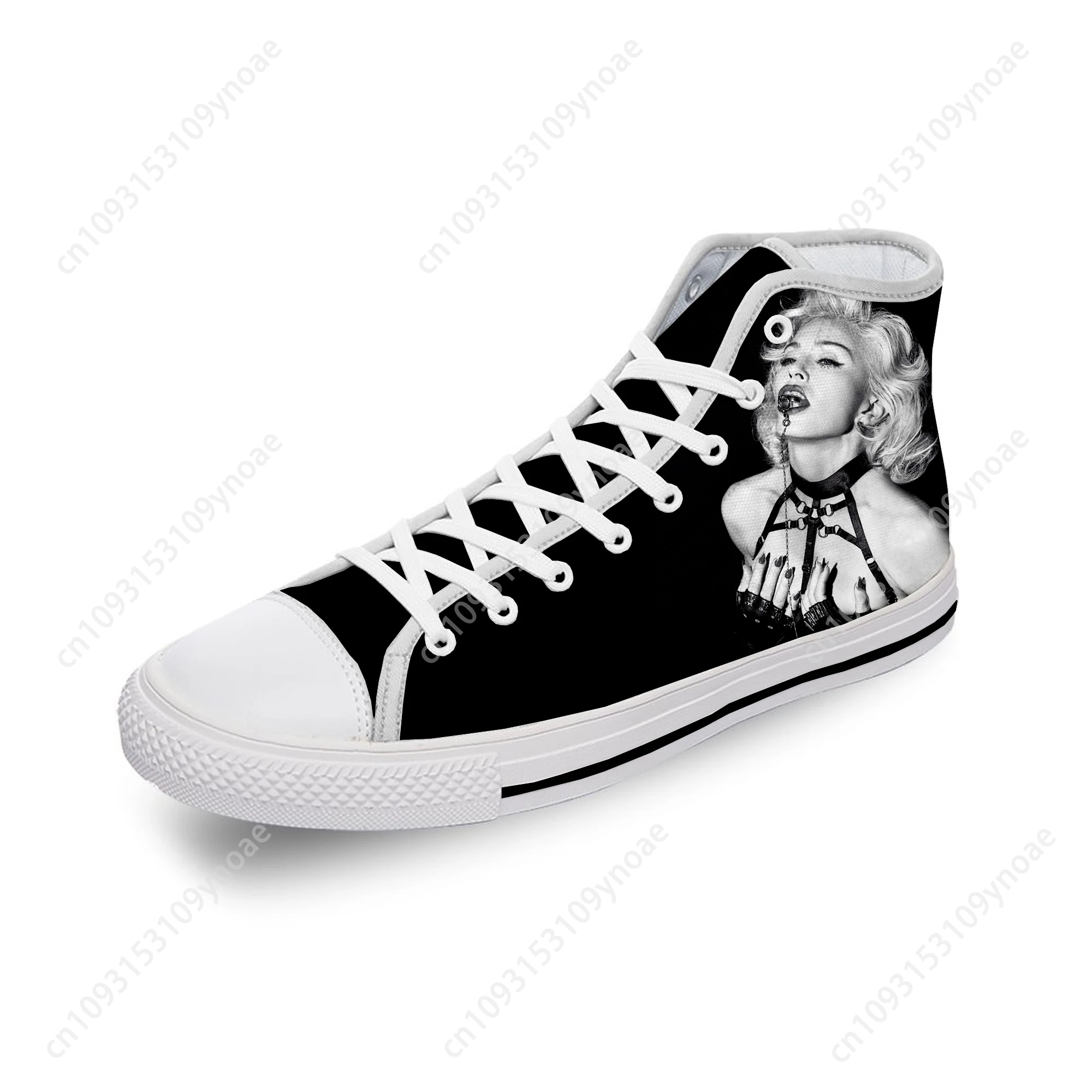 Madonna Pop Singer Music Funny White Cloth Fashion High Top Canvas Shoes Mens Womens Teenager Lightweight Breathable Sneakers