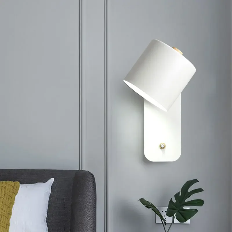 Nordic modern LED E27 5W wall light home improvement iron and wood wall light for foyer study bedroom bedside wall lamp