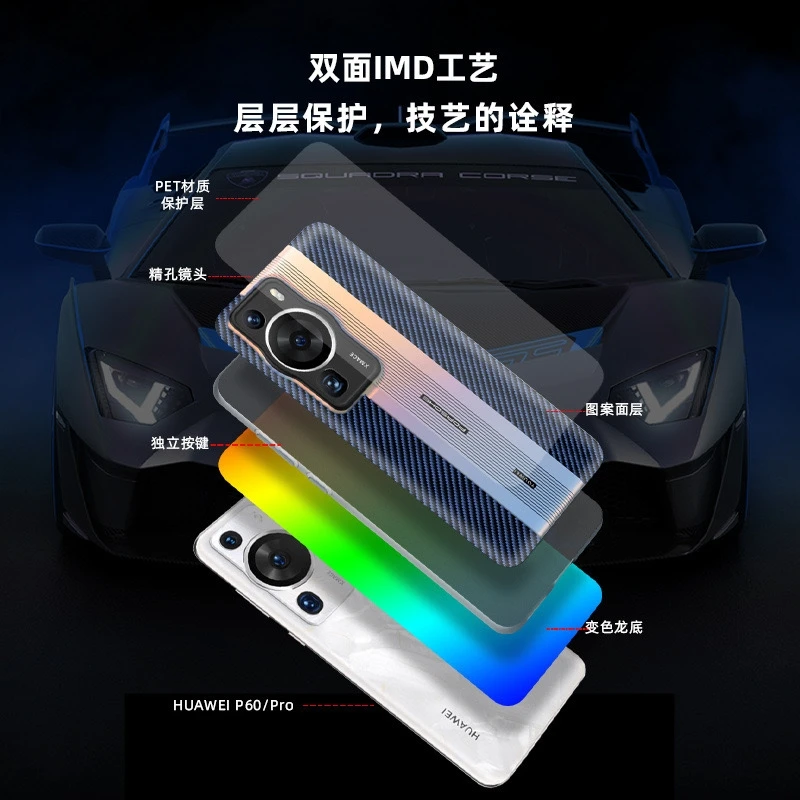 Case For Huawei P60 Pro Case Laser Gradient Colour Phone Back Cover For Huawei P 60 60Pro Slim Thin Hard Shell Shockproof Bumper