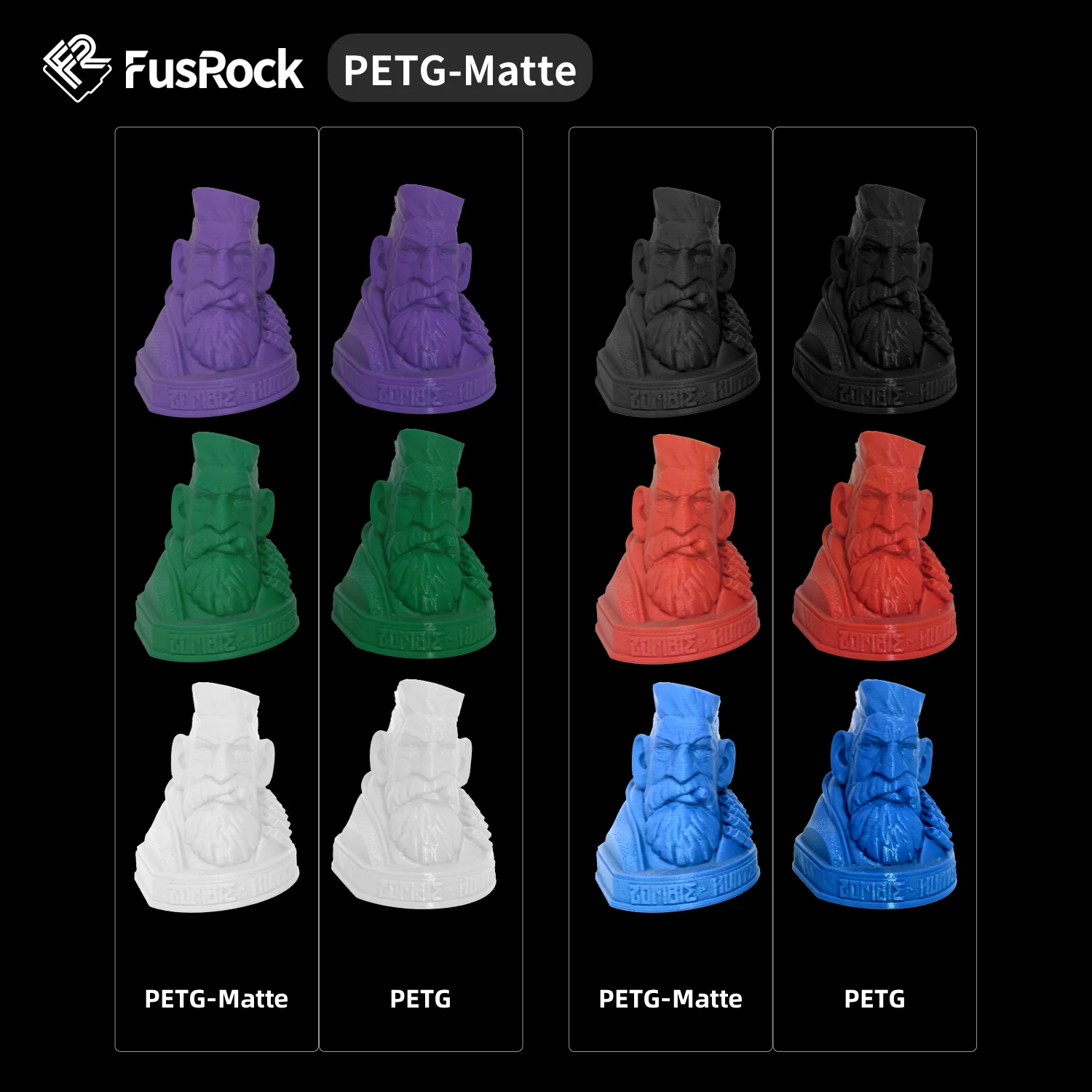 FUSROCK PETG-Matte  3D Printer Filament  5% Glass Fiber For PETG  1.75mm,  Fit Most FDM 3D Printers Frosted,Frosted Texture