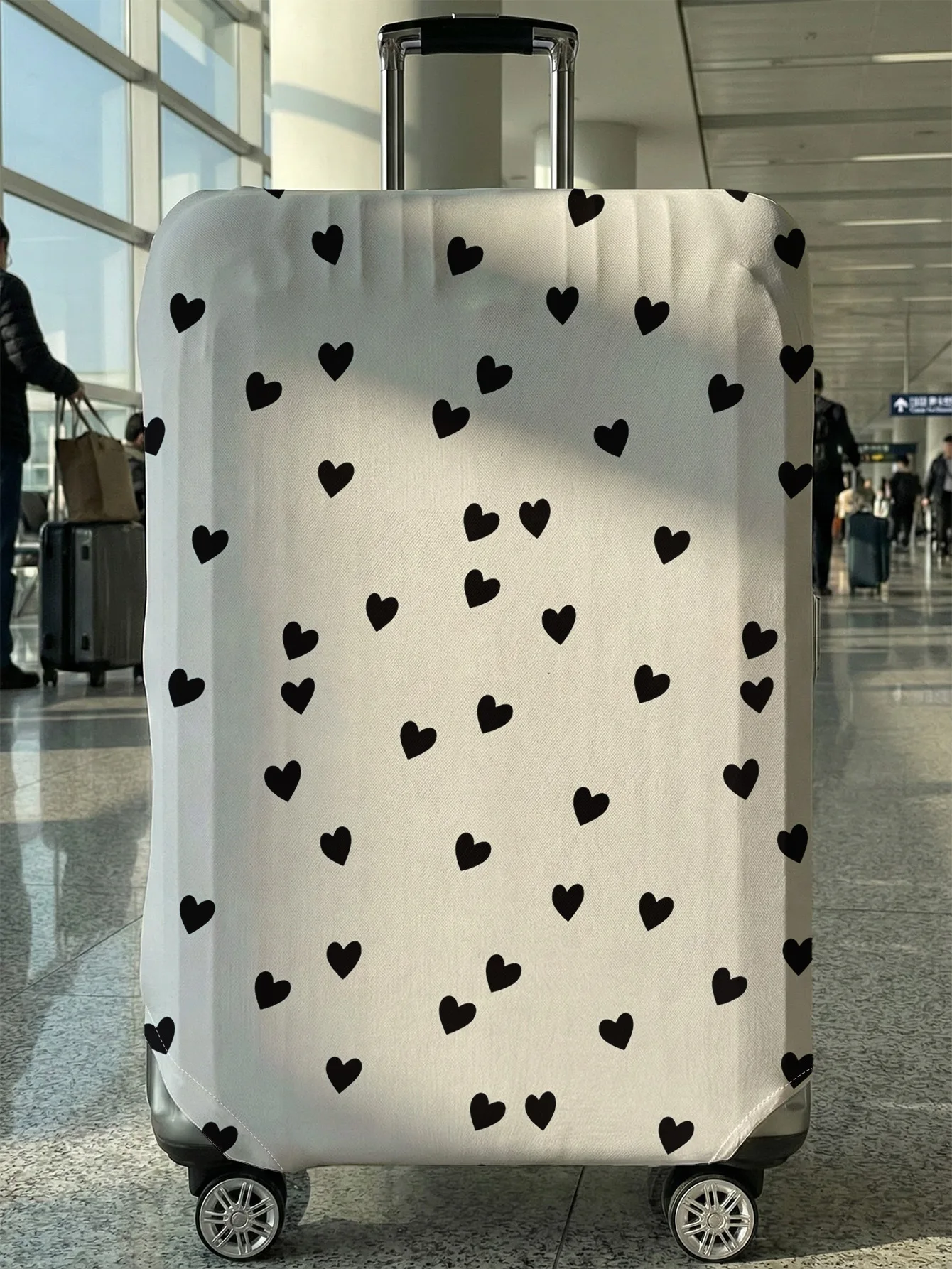 

Чехол для багажа с полным принтом «Белое основание, черное сердце», подходит для чемоданов 18-32 дюймов, чехол-накладка на ручку чемодана, дорожные аксессуары