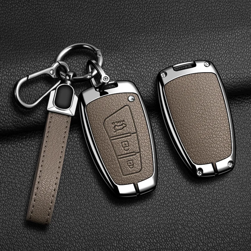 حافظة مفاتيح السيارة الجلدية المصنوعة من سبائك الزنك Hyundai Grand Santa Fe 3DM Ix45 Ix35 Genesis DH Grandeur Azera HG Equus Key Case