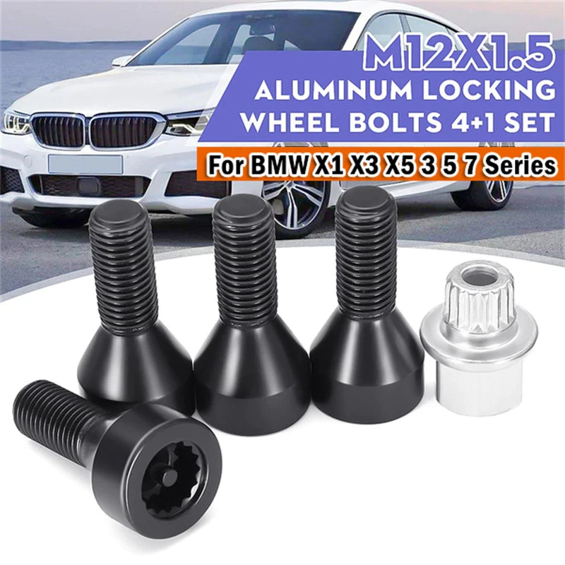 4+1 Set Car Tire Bolts M12 X 1.5 Car Tire Anti-Theft Screw for BMW Old X1 X3 X5 3 5 7 Series