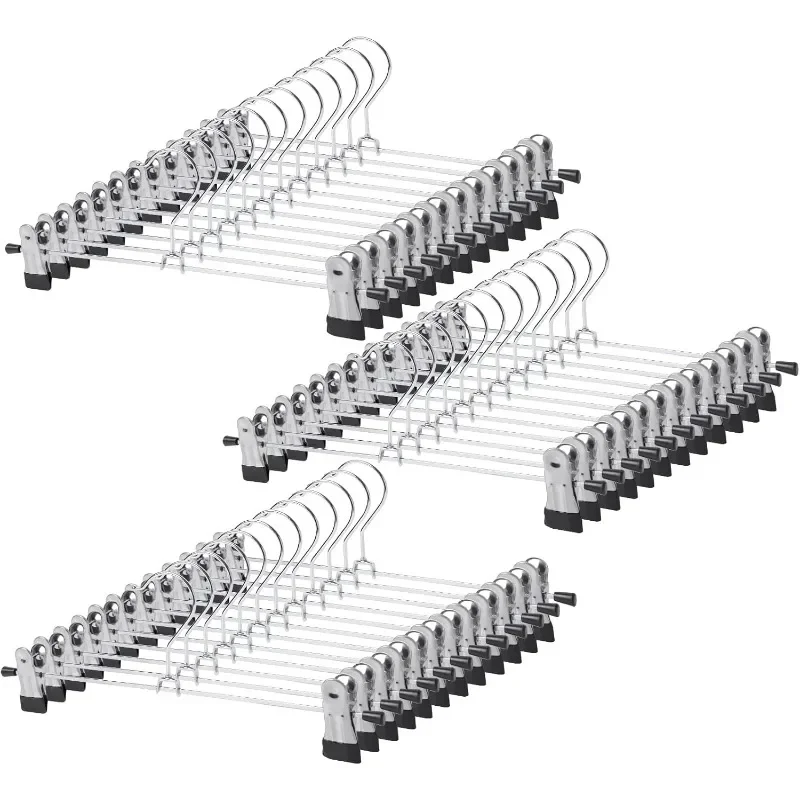 

Pant Hangers with Clips Skirt Hangers for Pants Short Hangers Trouser Metal Clips Pants ， 50Pack