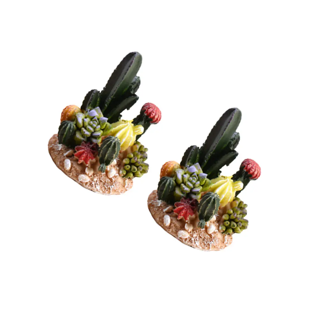 

2Pcs Cactus nament Decorative Adorable Craft Durable Micro L Home Cactus Resin Craft Party Decoration Kids Fashion