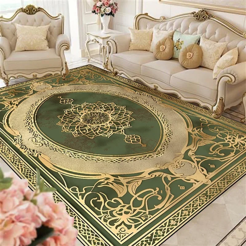 Luxury European Living Room Rugs Lounge Sofa Coffee Table Anti-slip Carpet Home Room Bedroom Decor Cloakroom Floor Mats Washable