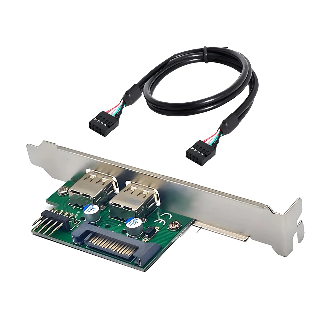 

Внутренняя двойная гнездовая монтажная панель USB2.0 для материнской платы, 9-контактный перегородка, кабель с дополнительным питанием SATA и кронштейном 12 см