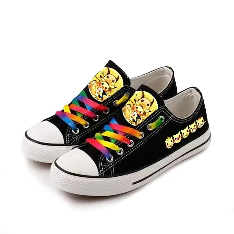 drop shipping 2025 new hot spring winter Pikachu cartoon low top plus big size black man canvas shoes student shoes for women